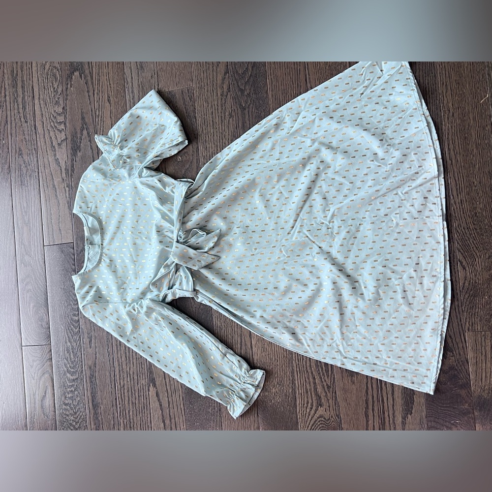 Light Blue Patterned Dress 8 years , long sleeve